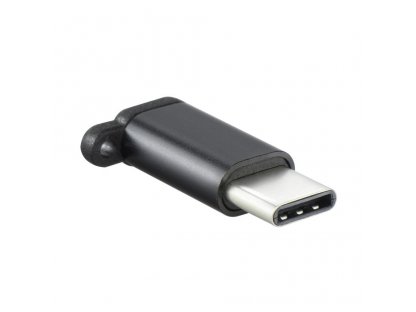 Nabíjecí adaptér Micro USB - USB typu C [PA-30] přívěšek černý