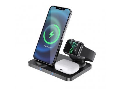 Nabíječka 3v1 s LED indikátorem pro nabíjení telefonu + Airpods + Apple Watch Ultra Charge 15W CW33 černá