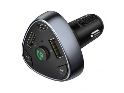 Nabíječka do auta PD18W + USB 2,1A + FM vysílač Bluetooth / čtečka paměťových karet E51 černá