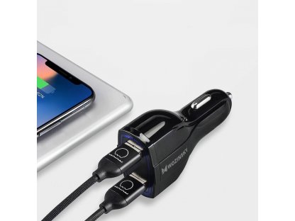 Nabíječka do auta s technologií Quick Charge 3.0 QC3.0 2xUSB / USB Typ C černá (WCC-01)