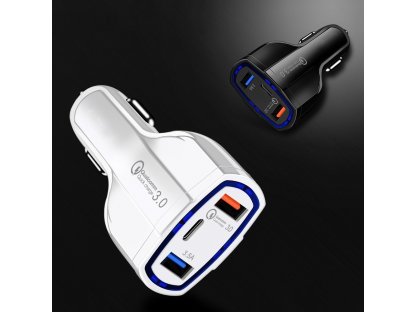 Nabíječka do auta s technologií Quick Charge 3.0 QC3.0 2xUSB / USB Typ C černá (WCC-01)