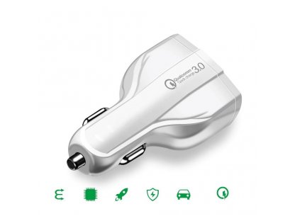 Nabíječka do auta s technologií Quick Charge 3.0 QC3.0 2xUSB / USB Typ C černá (WCC-01)