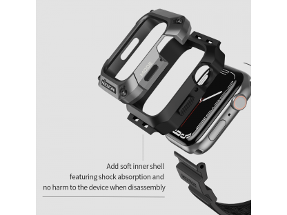 Řemínek + Kryt Nillkin DynaGuard pro Apple Watch Series 45mm 7/8 - šedý