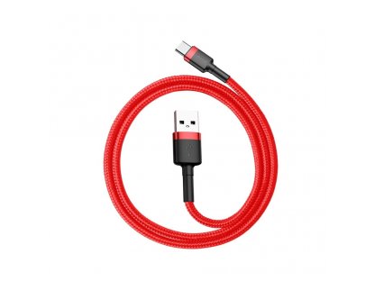 Nylonový kabel USB / USB-C QC3.0 3A 0,5M červený (CATKLF-A09)