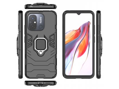 Pancéřový kryt s magnetickým držákem kroužek Ring Armor pro Xiaomi Redmi 11A / Poco C55 / Redmi 12C - černý