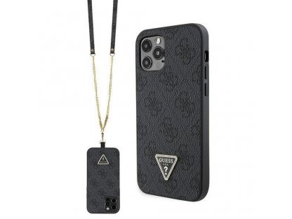 Original faceplate case GUESS GUHCP12MP4TDSCPK for iPhone 12 / 12 PRO (Metal Logo Starss Crossbody / black)