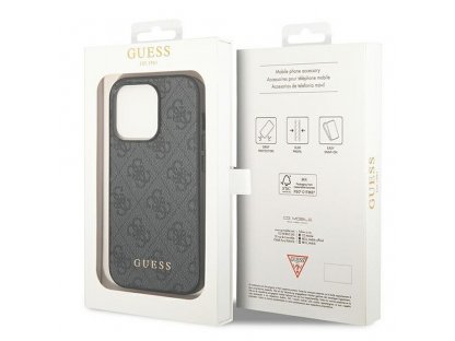 Originální pouzdro GUESS 4G Gold Logo pro iPhone 14 PRO - šedé