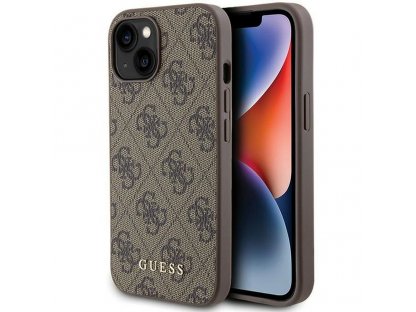 Originální pouzdro GUESS  pro iPhone 15 (4G Metal Logo / hnědá)