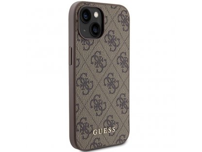 Originální pouzdro GUESS  pro iPhone 15 (4G Metal Logo / hnědá)