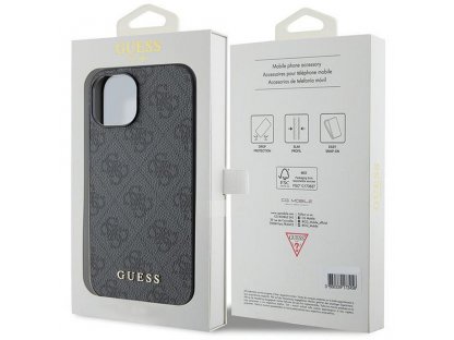 Originální pouzdro GUESS pro iPhone 15 (4G Metal Logo / šedé)