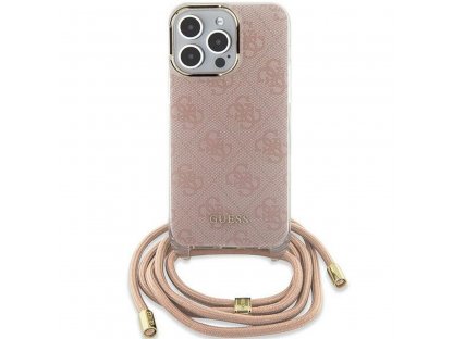 Pouzdro GUESS Crossbody Cord 4G Print pro iPhone 15 - růžové