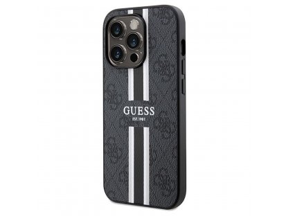 Originální pouzdro GUESS kompatibilní s Magsafe 4G Printed Stripes pro iPhone 15 Pro - černé