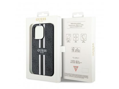 Originální pouzdro GUESS kompatibilní s Magsafe 4G Printed Stripes pro iPhone 15 Pro - černé