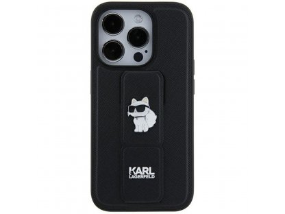 Pouzdro KARL LAGERFELD Gripstand Saffiano choupette PIN pro iPhone 11 - černé