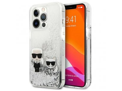 Original faceplate case KARL LAGERFELD KLHCP13LGKCS for iPhone 13 PRO (Liquid Glitter K&C / silver)