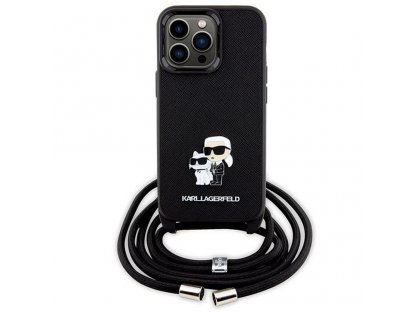 Original faceplate case KARL LAGERFELD KLHCP13LSAKCPSK for iPhone 13 Pro (Saffiano KC Metal PIN Crossbody / black)