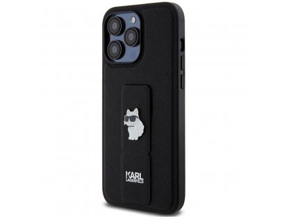 Pouzdro KARL LAGERFELD Gripstand Saffiano choupette PIN pro iPhone 13 Pro Max - černé