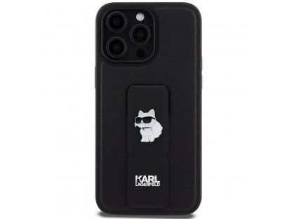 Pouzdro KARL LAGERFELD Gripstand Saffiano choupette PIN pro iPhone 13 Pro Max - černé