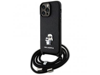 Original faceplate case KARL LAGERFELD KLHCP13XSAKCPSK for iPhone 13 Pro Max (Saffiano KC Metal PIN Crossbody / black)