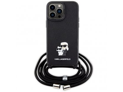 Original faceplate case KARL LAGERFELD KLHCP13XSAKCPSK for iPhone 13 Pro Max (Saffiano KC Metal PIN Crossbody / black)