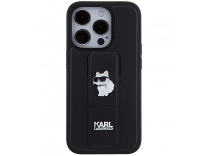 Pouzdro KARL LAGERFELD Gripstand Saffiano choupette PIN pro iPhone 14 Pro - černé