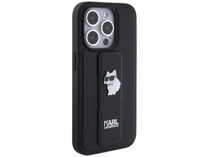 Pouzdro KARL LAGERFELD Gripstand Saffiano choupette PIN pro iPhone 14 Pro - černé