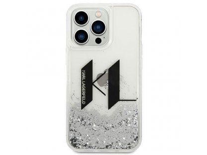 Original faceplate case KARL LAGERFELD KLHCP14LLBKLCS for iPhone 14 PRO (Liguid Glitter Big KL Logo / silver)