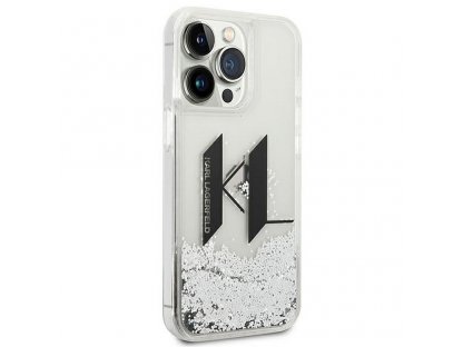 Original faceplate case KARL LAGERFELD KLHCP14LLBKLCS for iPhone 14 PRO (Liguid Glitter Big KL Logo / silver)