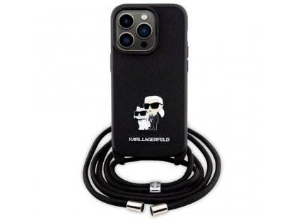 Original faceplate case KARL LAGERFELD KLHCP14LSAKCPSK for iPhone 14 Pro (Saffiano KC Metal PIN Crossbody / black)