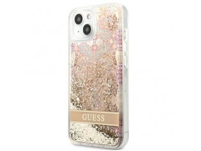 Originální pevné pouzdro GUHCP13SLFLSD pro iPhone 13 MINI (Glitter Flower / Gold)