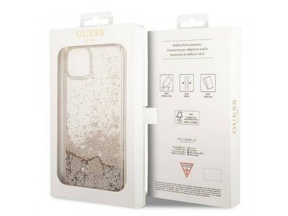 Originální zadní kryt pro iPhone 14 (Liquide Glitter Charms / zlatý)