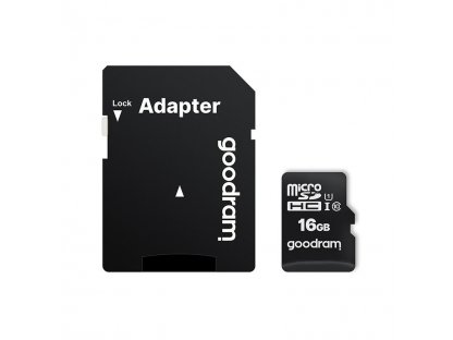 Paměťová karta Goodram Microcard 16 GB micro SD HC UHS-I class 10, SD adaptér (M1AA-0160R12)