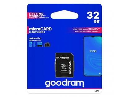 Paměťová karta Goodram Microcard 32 GB micro SD HC UHS-I class 10, SD adaptér (M1AA-0320R12)