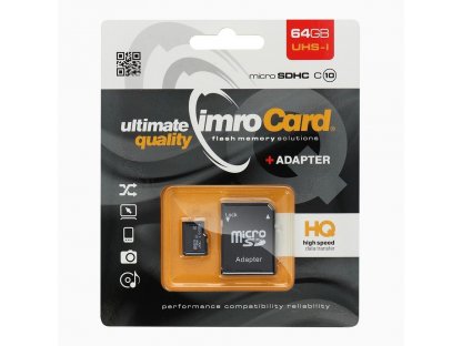 Paměťová karta microSD 64GB s adaptérem SD - UHS CLASS 10