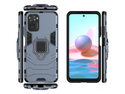 Pancéřový hybridní kryt Ring Armor + magnetický držák pro Xiaomi Redmi Note 10 / Redmi Note 10S modrý