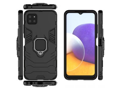 Pancéřový hybridní zadní kryt Ring Armor + magnetický držák pro Samsung Galaxy A22 5G černý