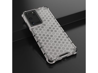 Pancéřový zadní kryt Honeycomb s gelovým rámečkem pro Samsung Galaxy S21 Ultra 5G transparentní