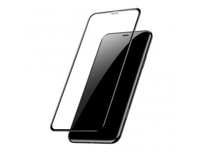 PET Soft 3D tvrzené sklo na celý displej s elastickým rámem 0,23 mm Apple iPhone XS Max/11 Pro Max černé (SGAPIPH65-PE01)