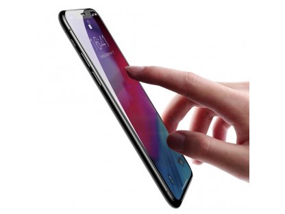 PET Soft 3D tvrzené sklo na celý displej s elastickým rámem 0,23 mm Apple iPhone XS Max/11 Pro Max černé (SGAPIPH65-PE01)