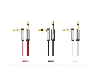 Plochý audio kabel AUX 3,5 mm mini jack 2 m stříbrný (10599)