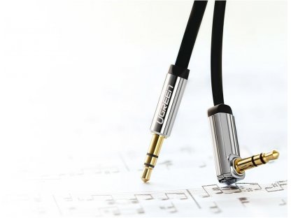 Plochý audio kabel AUX 3,5 mm mini jack 2 m stříbrný (10599)