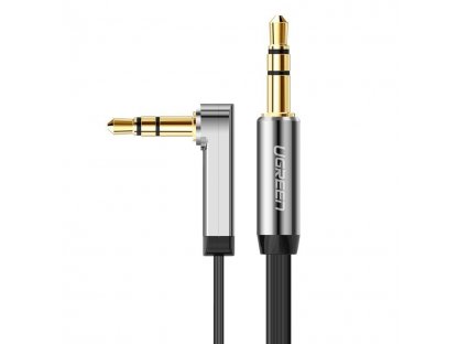 plochý úhlový kabel AUX audio kabel 3,5 mm mini jack 0,5 m černý (AV119 10596)