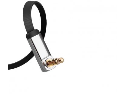 plochý úhlový kabel AUX audio kabel 3,5 mm mini jack 0,5 m černý (AV119 10596)