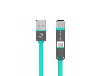 Plus 2v1 plochý kabel USB - micro USB / Lightning 1.2M 2.1A zelený