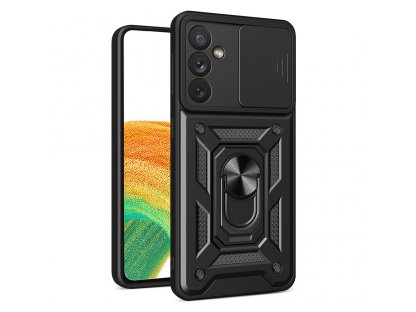  Pancéřové pouzdro s krytem fotoaparátu Hybrid Armor Camshield pro Samsung Galaxy A14 - černé