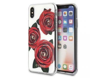 Pouzdro iPhone X průsvitné hard case Flower Desire červené růže