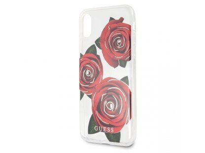 Pouzdro iPhone X průsvitné hard case Flower Desire červené růže