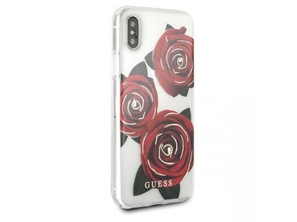 Pouzdro iPhone X průsvitné hard case Flower Desire červené růže