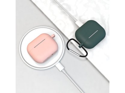 Pouzdro pro bezdrátová sluchátka AirPods 3 silikonové černé + přívěsek na klíče pouzdro D)