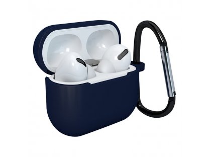 Pouzdro pro bezdrátová sluchátka AirPods 3 silikonové modré + přívěsek na klíče tmavě (pouzdro D)